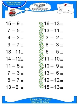 Çocuklar İçin toplam işlemi yaprak testleri 